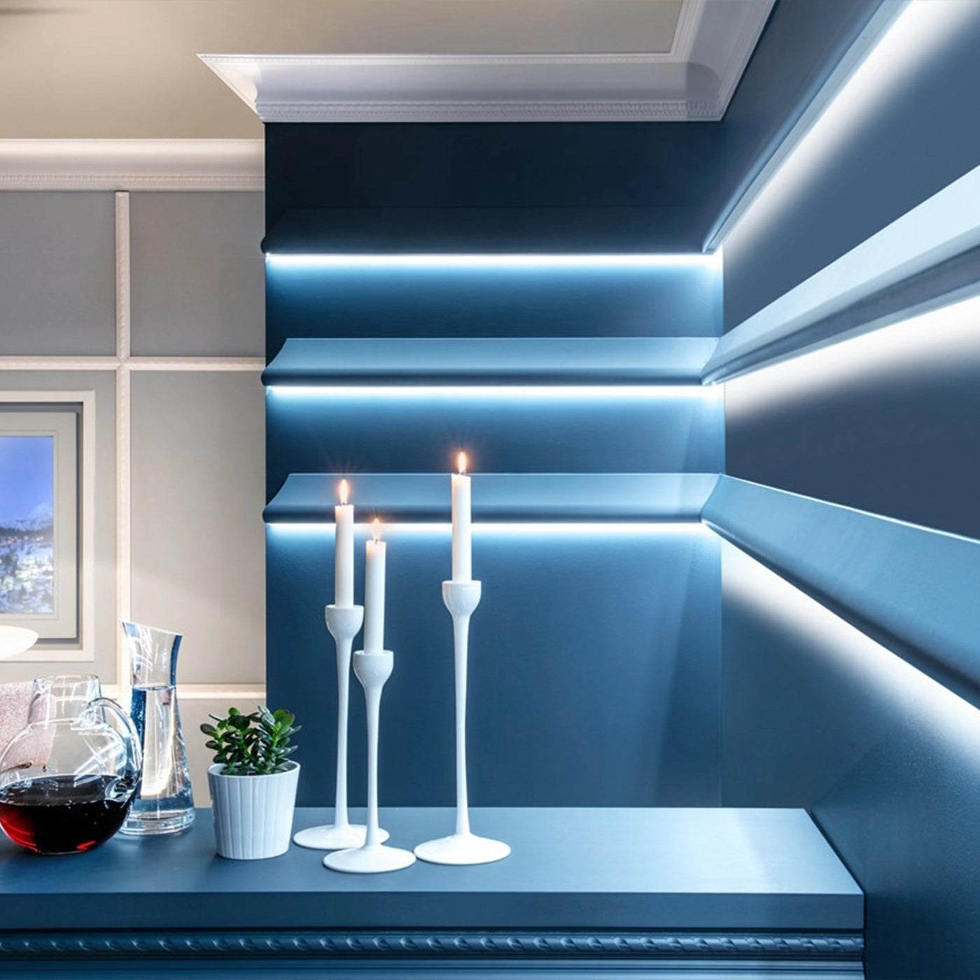 Z6 ARSTYL® 2M NMC Ceiling Coving with a led lightning | DecorMania UK